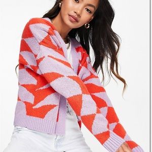 ASOS - Wavy cardigan, color block size 6